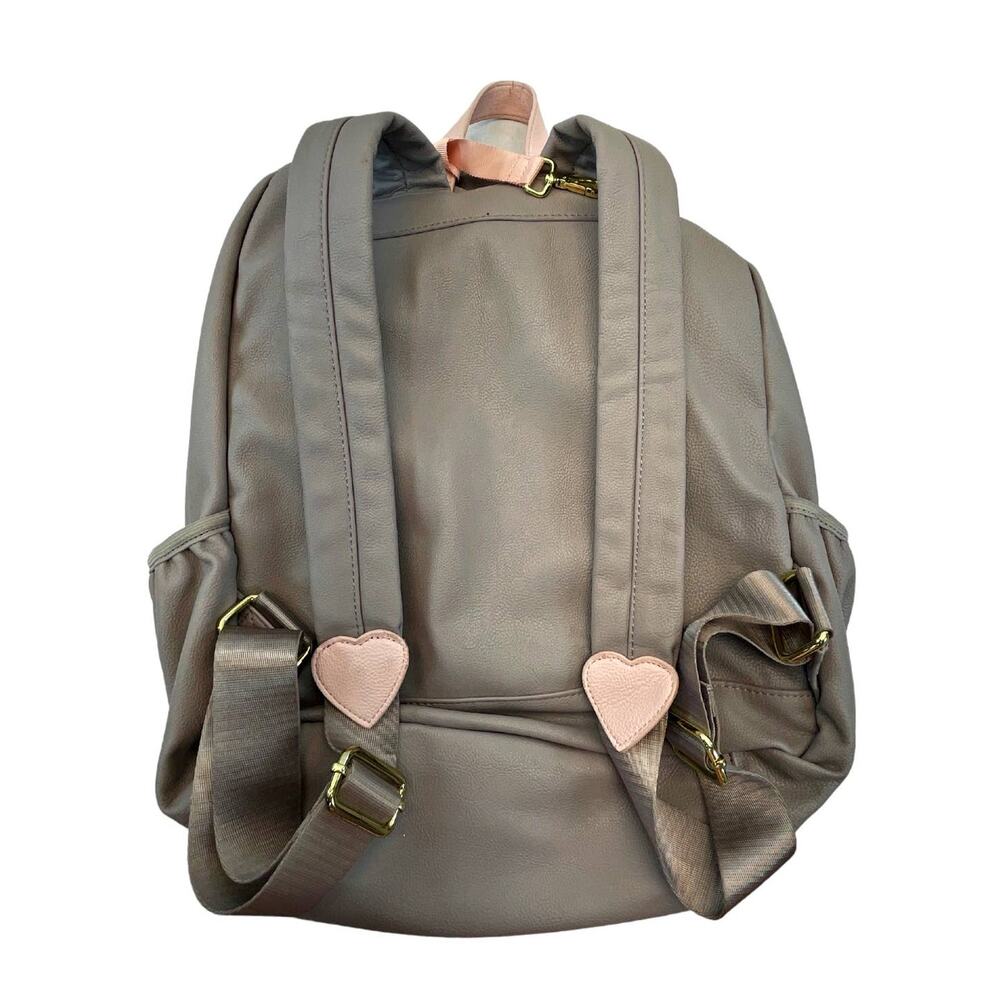 Betsey Johnson Gray Pink White Quilted Heart Backpack Ribbon Girly *READ* - Picture 2 of 6